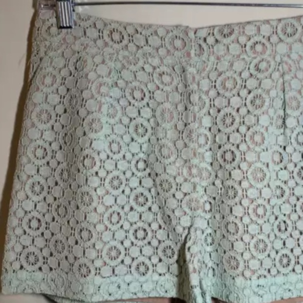Victoria Beckham size 12 green lace shorts  flat front pockets lined NWOT - Picture 16 of 16